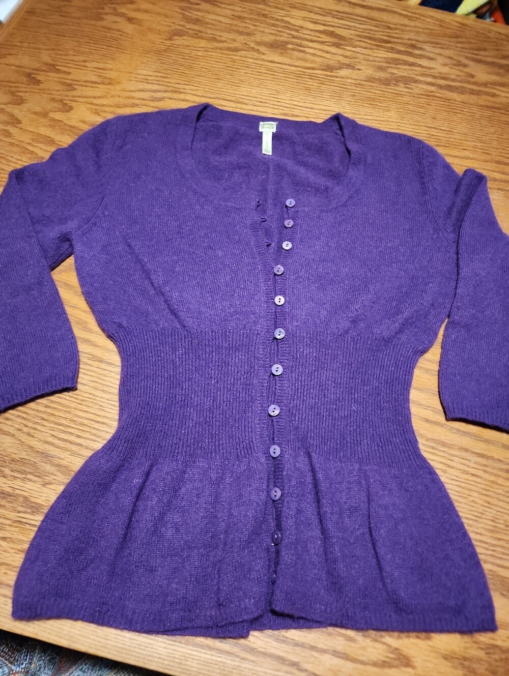 Furure Paradise 100% Cashmere Y2k Babydoll Purple Button-Front Sweater Cardigan